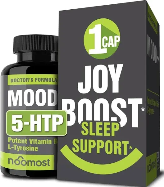 Mood Support Supplement for Mood Boost, Calm Mind & Body, Stress Response, Energy Supplement – Herbal Adaptogens: Ashwagandha, L Tyrosine, 5 HTP, Passion Flower, 30 Counts