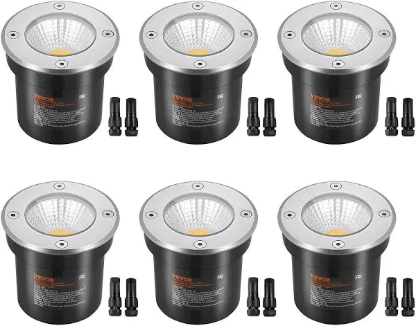 VEVOR Low Voltage Landscape Lights, LED Well Lights, 6W 12V-24V In-Ground Light,