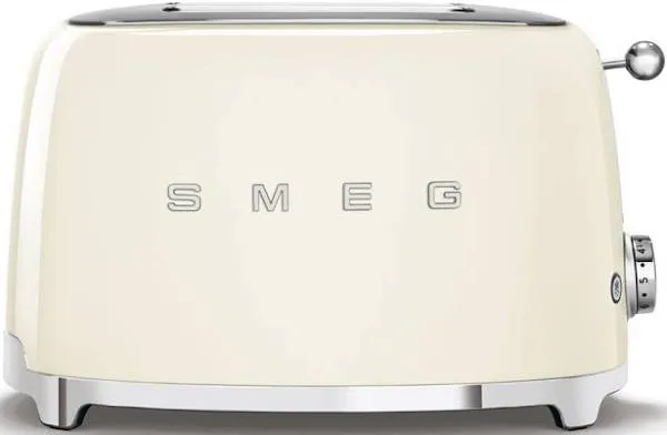 SMEG TSF01CRUS 50&#039;s Retro Style Aesthetic 2 Slice Toaster - Cream