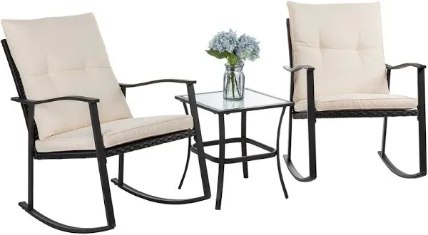 Vongrasig 3 Piece Outdoor Rocking Chair Set