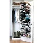 Simplify 36 Pair Adjustable Hanging Over the Door Shoe Rack, 12 Tier, in White