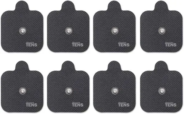 Discount TENS, Compex Easy Snap Compatible TENS Electrodes, 8 Premium Replacement Pads for Compex TENS Units. (2 inch x 4 inch)