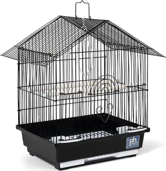 Parakeet Manor Bird Cage with Handle for Home or Travel, Black