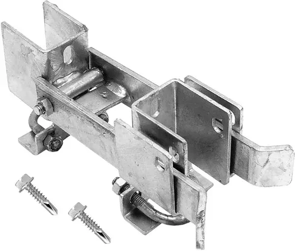 Jake Sales Chain Link Commercial Strong Arm Double Gate Latch - Latches Two Gates Together Without The Need of a Drop Rod - Chain Link Double Gate Latch for 1-5/8inches Thru 2inches Gate Frames