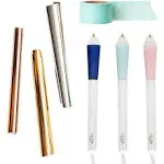 We R Memory Keepers, Foil Quill Starter Kit, Includes 3 Pens, 4 Adaptors, 3 Foil Rolls, 1 Washi Tape Roll, 1 Protective Plate, Compatible with Most Die Cutting Machines, Create Foil Transfer Projects