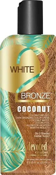 Devoted Creations White 2 Bronze Coconut Dark Bronzing Tanning Lotion 8.5 oz