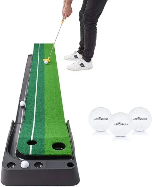 AbcoTech Indoor Golf Putting Green – Mini Putting Mat with Auto Ball Return