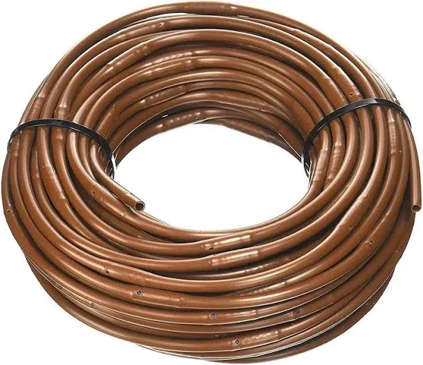 (100' ft Roll) - USA Made - 1/4-Inch x Irrigation/Hydroponics Dripline with 6-Inch Emitter Spacing (Brown) (100' Foot Roll)