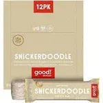 good! Snacks Vegan Protein Bars, Snickerdoodle Bar, Gluten-Free, Plant Based, Low Sugar, High Protein Meal Replacement Bar, Guilt-Free & Nutritious Healthy Snacks for Energy, 15g Protein, Kosher, Soy Free, Non Dairy, Non GMO, Vegetarian (12 Bars)