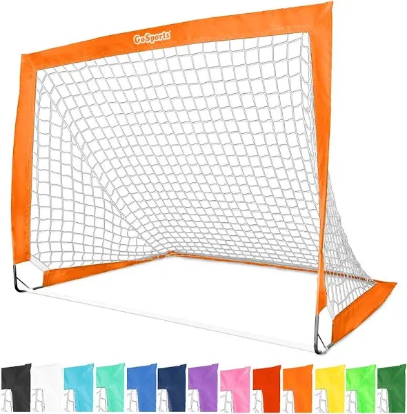 GoSports Portable Soccer Goals for Kids - 13 Color Options - Choose 4 x 3 ft or 6 x 4 ft - Team Tone Pop Up Nets for Backyard