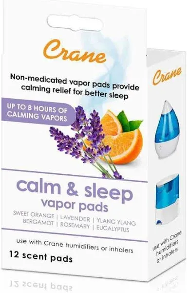 Crane Menthol-Eucalyptus Universal Vapor Pads, 12 Pack, for use Droplets, Corded Inhaler, Warm Mist humidifier