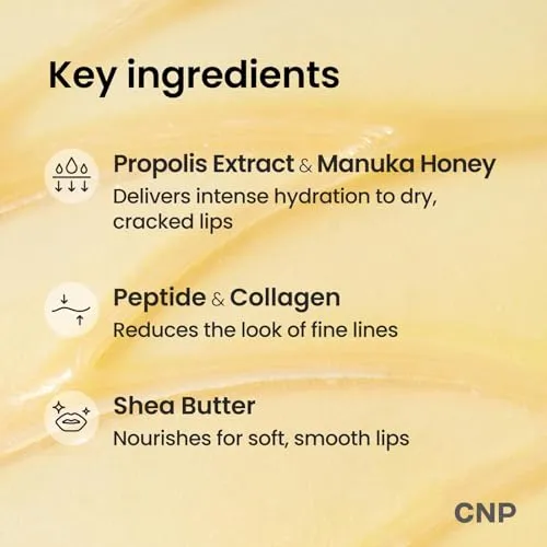 CNP Honey Lip Butter (0.5 fl.oz / 15ml) - Propolis Lipcerin™ Original, Hydrating Overnight Manuka Lip Balm & Mask, 12hrs Long-lasting Moisture, Gentle Exfoliation, Gifts for Women, Korean Skin Care