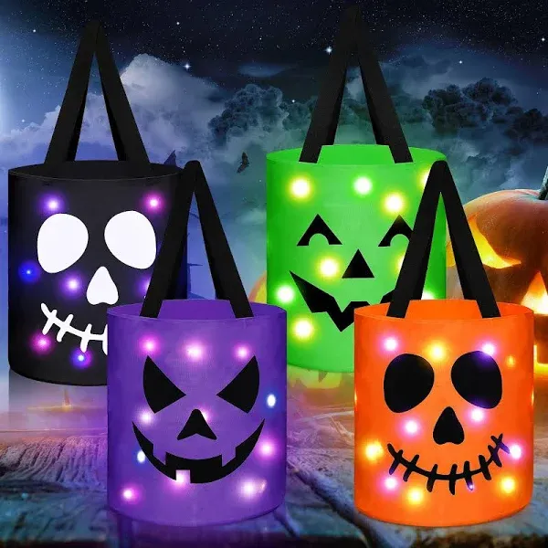 Coen 4-Pack LED Light-Up Halloween Trick-or-Treat Bags