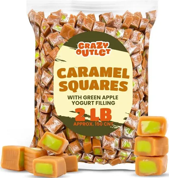 Crazyoutlet Caramel Cubes Green Apple Filling Candy