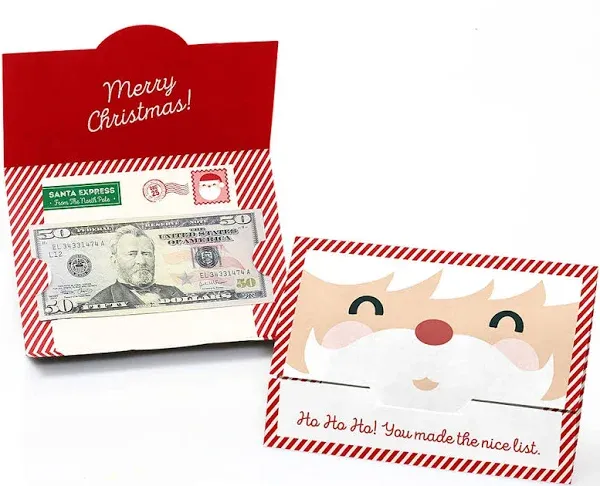 Big Dot of Happiness Jolly Santa Claus Holiday and Christmas Money and Gift Card Holders Set of 8