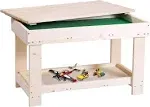 Kids Activity Table with Board and Storage for Bricks Activity Play Table (Wood 