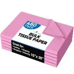 480 Sheets Bulk Pink Tissue Paper - 15&#034; x 20&#034; Packing Paper Sheets for Moving -