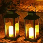 2 Pack Hanging Solar Lanterns - Garden Light Waterproof 2 Pack Owl Lantern