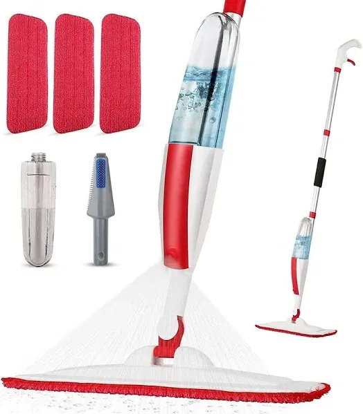 Mops for Floor Cleaning Microfiber Spray Mop with 3 Washable Reusable Pads a Refillable Bottle and Scrubber Wet Dry Flat Mop with 360 Degree Swivel Head for Home Hardwood Laminate