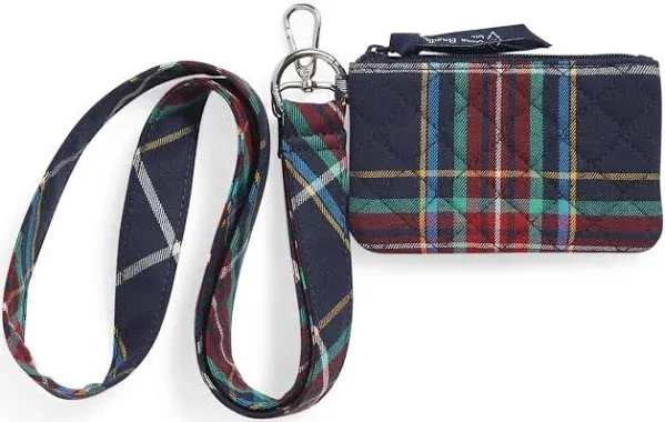 NWT Vera Bradley Tartan Plaid Zip ID Case and Lanyard 36554-15441 Free Shipping!