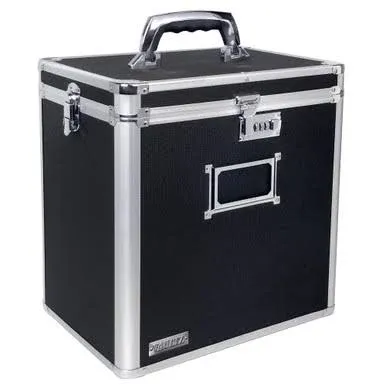 Vinyl Record Storage Box - 14.4 x 13.4 x 9.6 Inches - Black