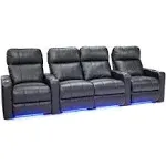 Seatcraft Monterey Leather Home Theater Seating Power Recline, Black, Row of 4 W