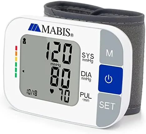 MABIS Universal Wrist Talking Blood Pressure Monitor Visual BP Guide 396 Reading Memory Storage for 4 Users