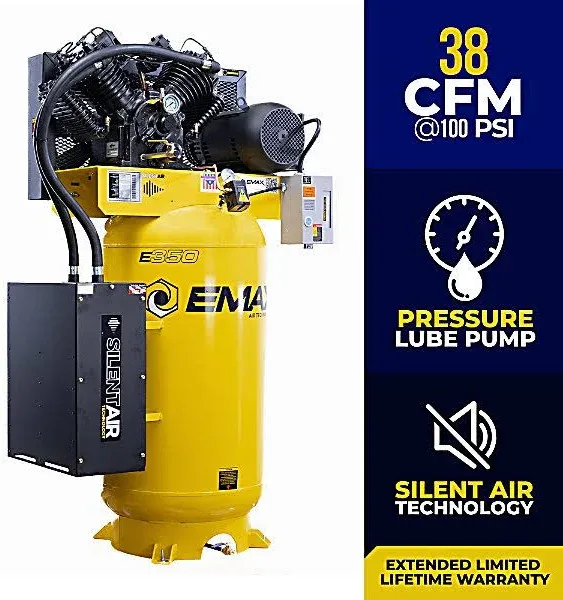 EMAX 80 Gallon 10 HP 2-Stage 1-Phase Vertical Air Compressor EI10V080V1