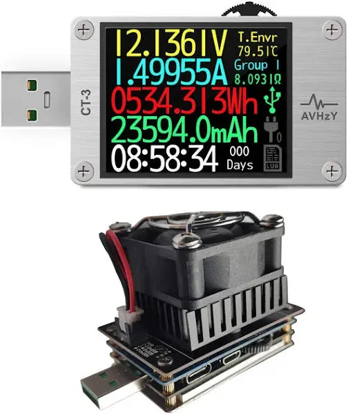 USB 3.1 Power Meter Tester Digital Multimeter Stromtester Spannungsdetektor Lua Interpreter integriert Offline-Kurvenaufzeichnung DC 26 V 6 A,PD 2.0/3.0 QC 2.0/3.0/4.0 pps Trigger AVHzY CT-3