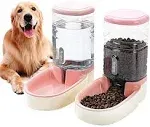 Meikuler Pets Auto Feeder 3.8L,Food Feeder and Water Dispenser Set for Small & Big Dogs Cats and Pets Animals (Pink)