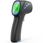 Touchless Thermometer for Adults, Digital Infrared Thermometer Gun, Forehead and Object 2 in 1 Mode, Fast Accurate Results with Fever Alarm-Black, LCD