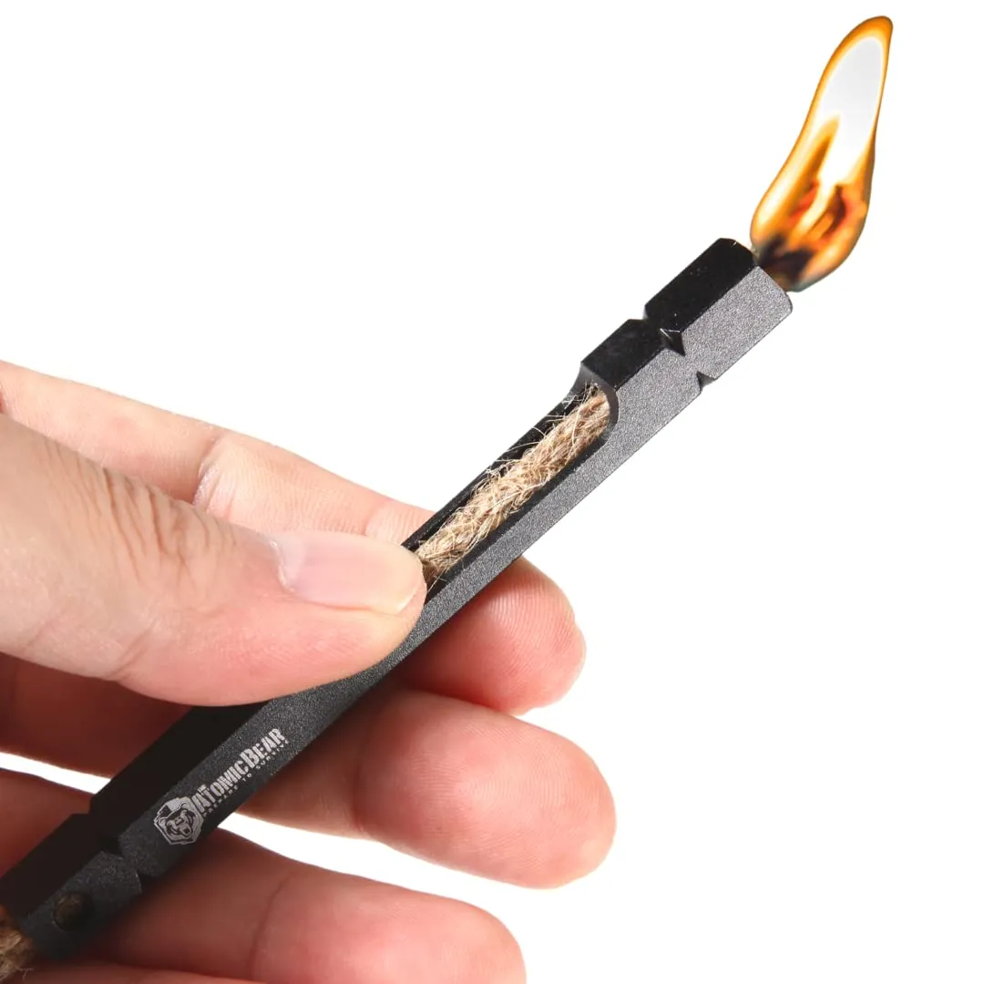 Fire Starter Wick for Campfires - Firewand Survival Tool Serves as a Waterproof Match - Easy to Light with Flint and Steel - Extinguish The Flame Inside The Wand's Tube- 39" Tinder Rope for Long Burn