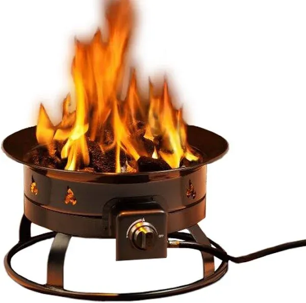 Heininger Portable Propane Gas Fire Pit Adjustable Weather Resistant Metal Black