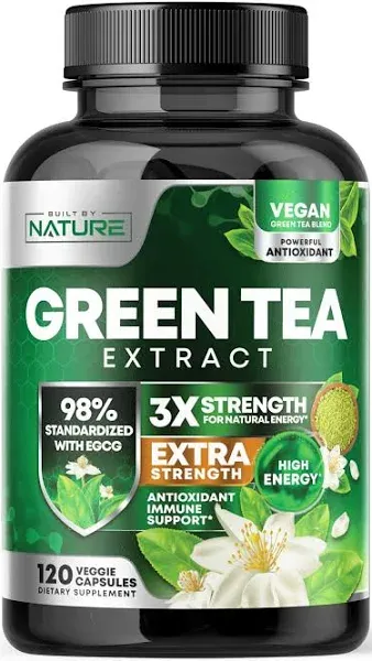 Green Tea Extract Pills - Powerful Antioxidant Supplement - 98% Standardized EGCG 1000mg for Natural Energy with Polyphenols - Gentle Caffeine - 120 Capsules