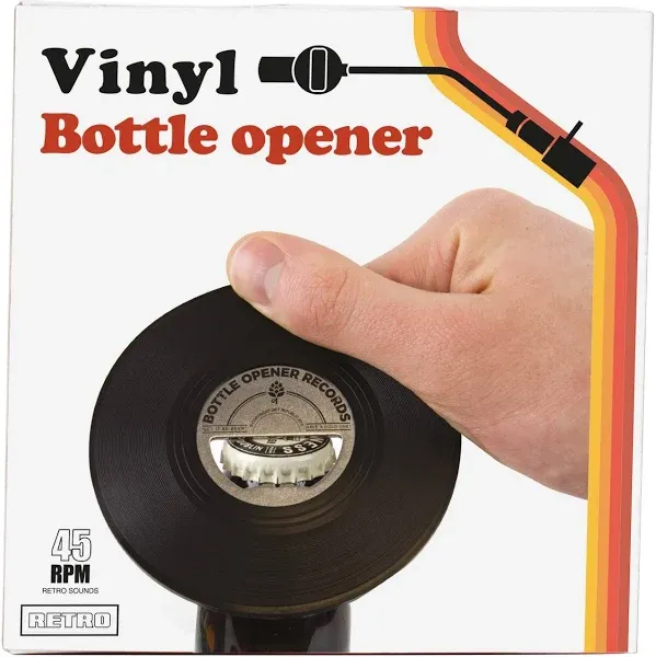 Gift Republic Vinyl Bottle Opener, Black, 10x10x0.5 cm