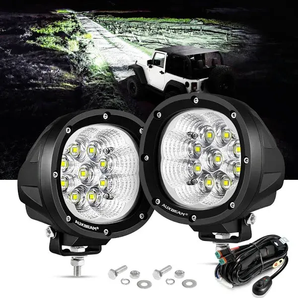 2x AUXBEAM 4" 90W Round LED Pods Fog Driving Ditch Lights Flood Offroad + Cover  | eBay