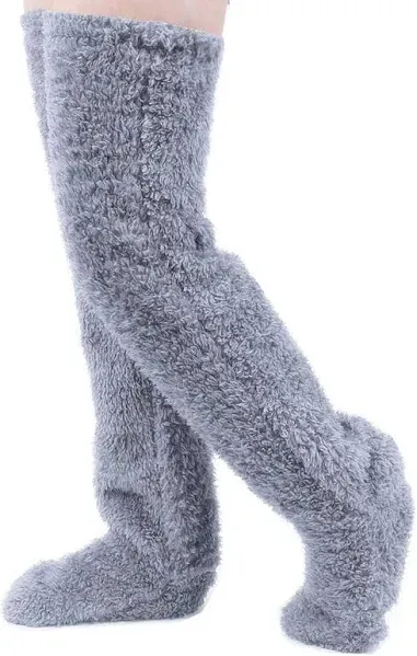 Peoaieh Over Knee High Fuzzy Socks Plush Slipper Stockings Furry Long Leg Warmers Winter Home Sleeping Socks