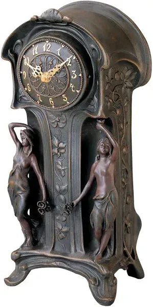 Design Toscano Dual Maiden Art Nouveau Mantelpiece Clock