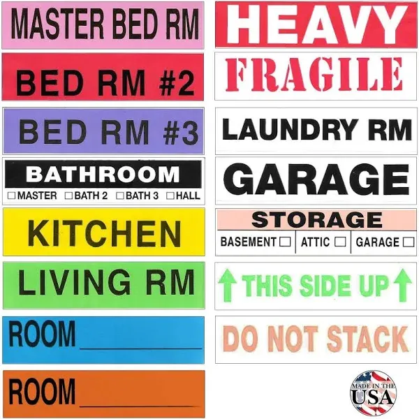 Tag-A-Room Moving Labels Color Coded 800 Count