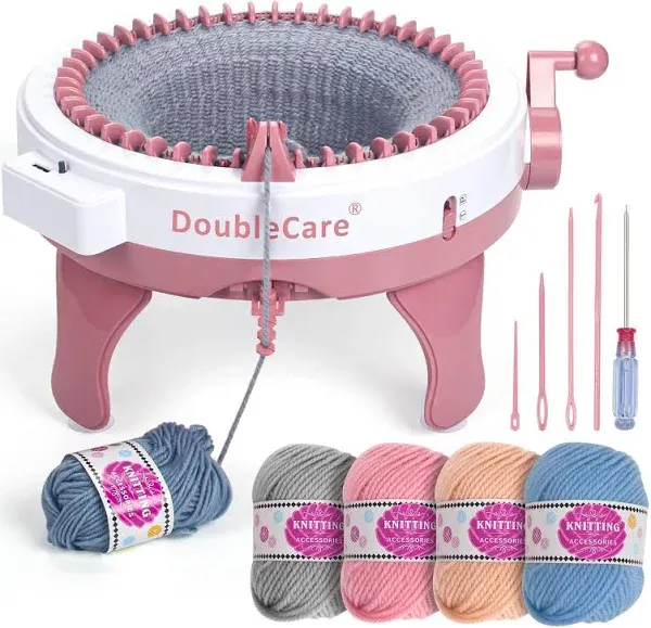 DoubleCare 48 Needles Knitting Machine,Smart Loom Knitting Machine with Row Counter,Knitting Board Rotating Double Knit Loom Machine for Adults/Kids G