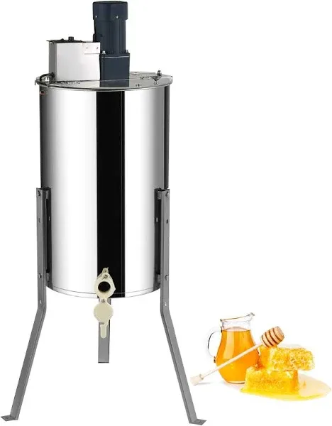 VEVOR Electric Honey Extractor, 2/4 Frame Stainless Steel Beekeeping Extraction, Honeycomb Drum Spinner with Transparent Lid, Apiary Centrifuge Equipment with Height Adjustable Stand