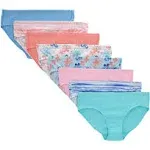 Girls Hanes Ultimate 8-Pack Pure Comfort Organic Hipster Panties Color: Multi Color Size: 12