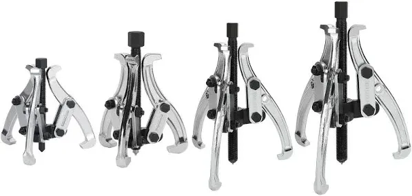 DURATECH 4-Piece 3-Jaw Gear Puller, 3&#034;, 4&#034;, 6&#034;, 8&#034;, Removal Tool 