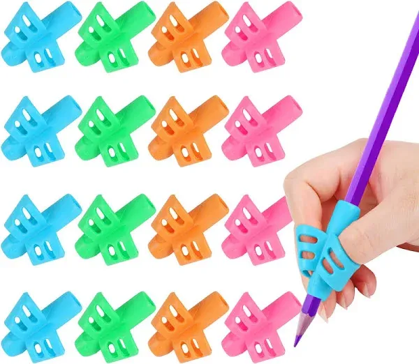 16 Pack Pencil Finger Grips for Kids Handwriting, Pencil Holder for Kids, Handwriting Grip, Ergonomic Training Pencil Finger Grips, Writing Tool for Toddlers, Preschoolers, Children