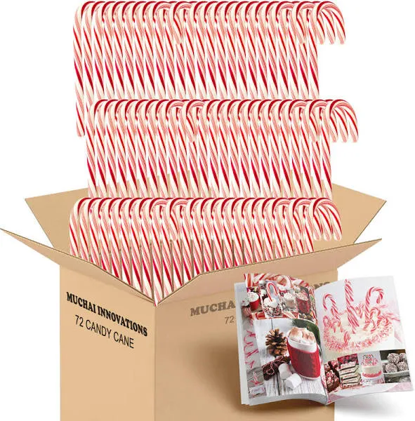 Candy Cane Peppermint Flavored 72 Pieces Individually Wrapped Free Creative Idea Booklet Included