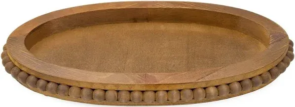 AuldHome Design Beaded Wood Oval Tray