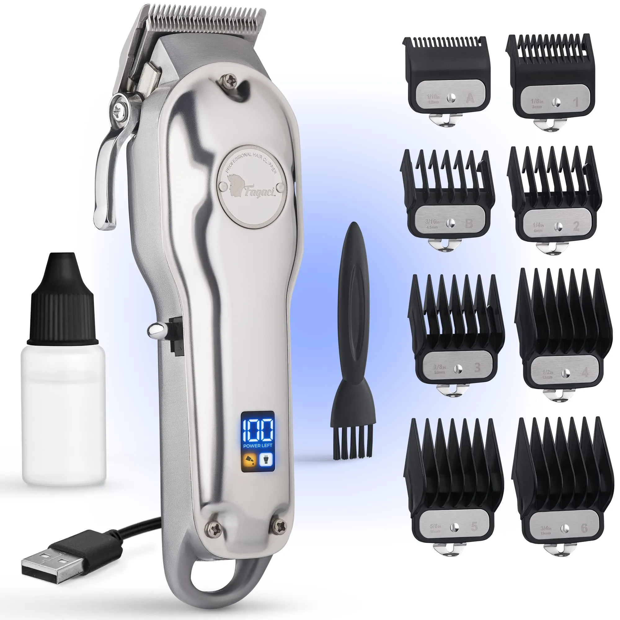 Fagaci Professional Hair Clippers With Extremely Fine Cutting, Cordless Hair Clippers For Men Professional, Barber Clippers For Hair Cutting Kit,