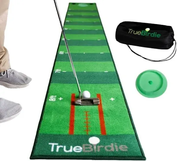 Indoor Putting Mat with Putt Alignment Training Aid, Golf Putting Green with Silicone Cup and Targets, Putting Matt for Indoors