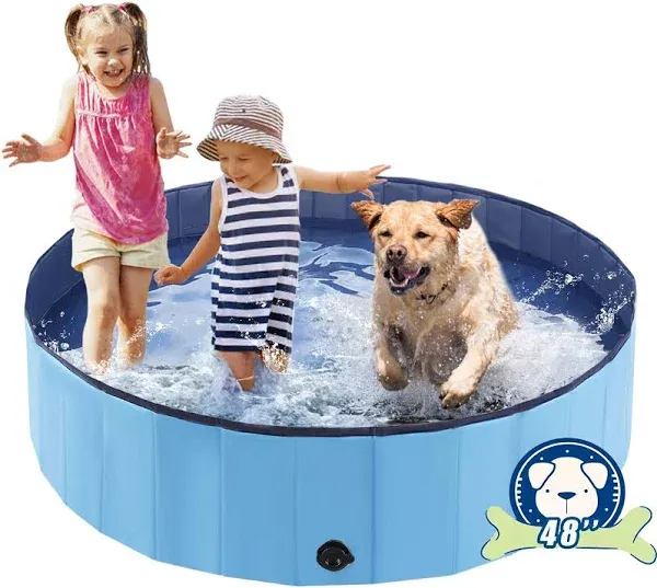 Eooqi Foldable Dog Bath Swimming Pool Plastic Kiddie Pool Professional Tub Collapsible Grooming Bathtub for Pets Kids Baby and Toddler