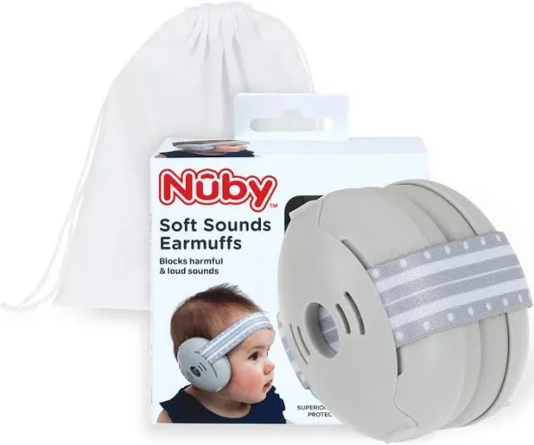 Nuby Baby Earmuffs with Travel Bag - Gray